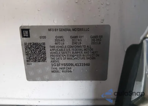 2020 Chevrolet Bolt Ev Fwd Lt z USA, uszkodzony, nr VIN 1G1FY6S09L4131940